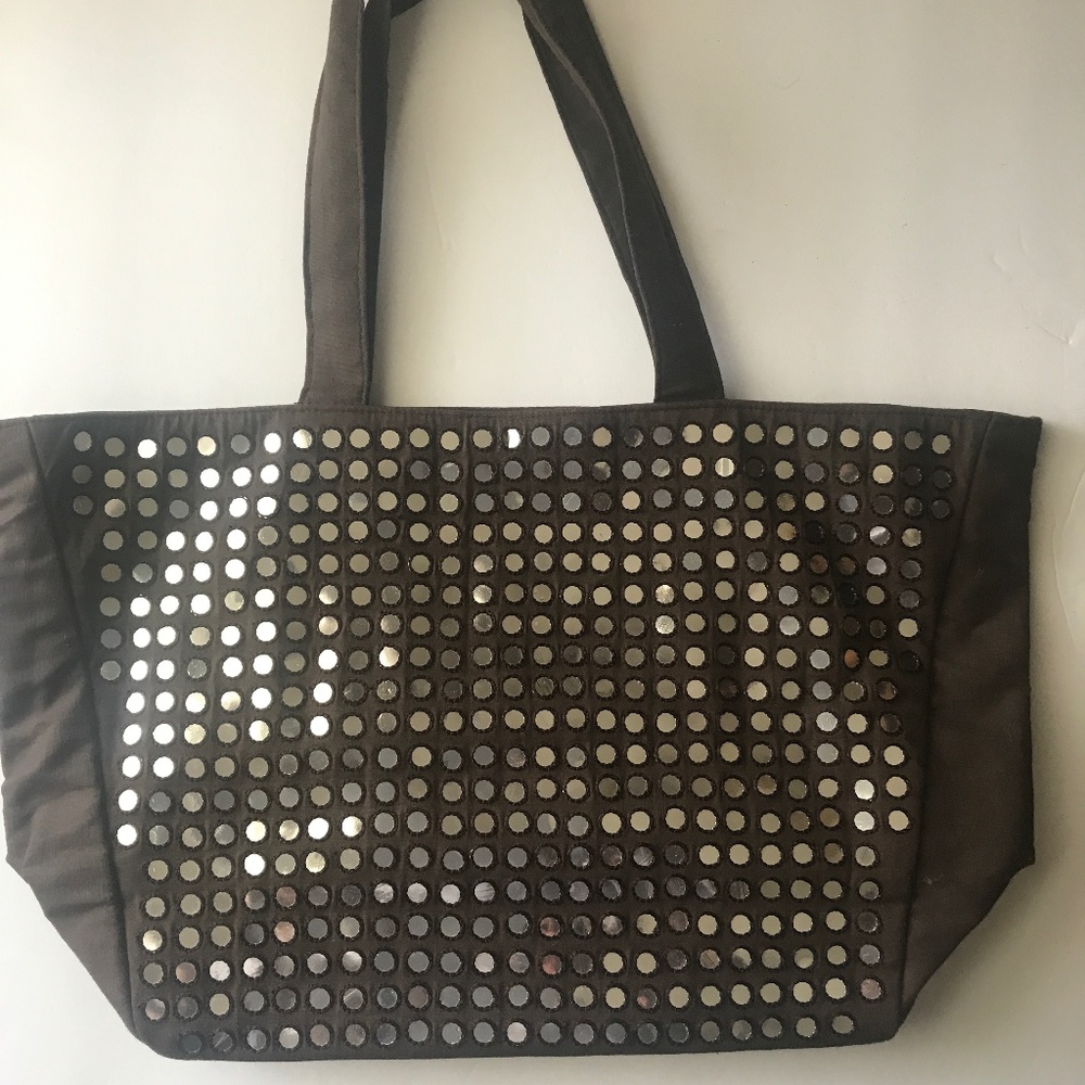 Mirrored Tote Bag. Dark Brown